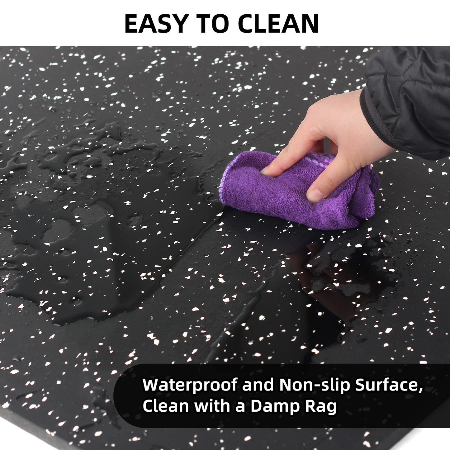 HIAARO 0.56in Thick 48 Sq Ft Exercise Equipment Mats, 12 Tiles Rubber Top EVA Foam Workout Mats, Interlocking Gym Flooring for Home Gym, 24 x 24in, Black & White