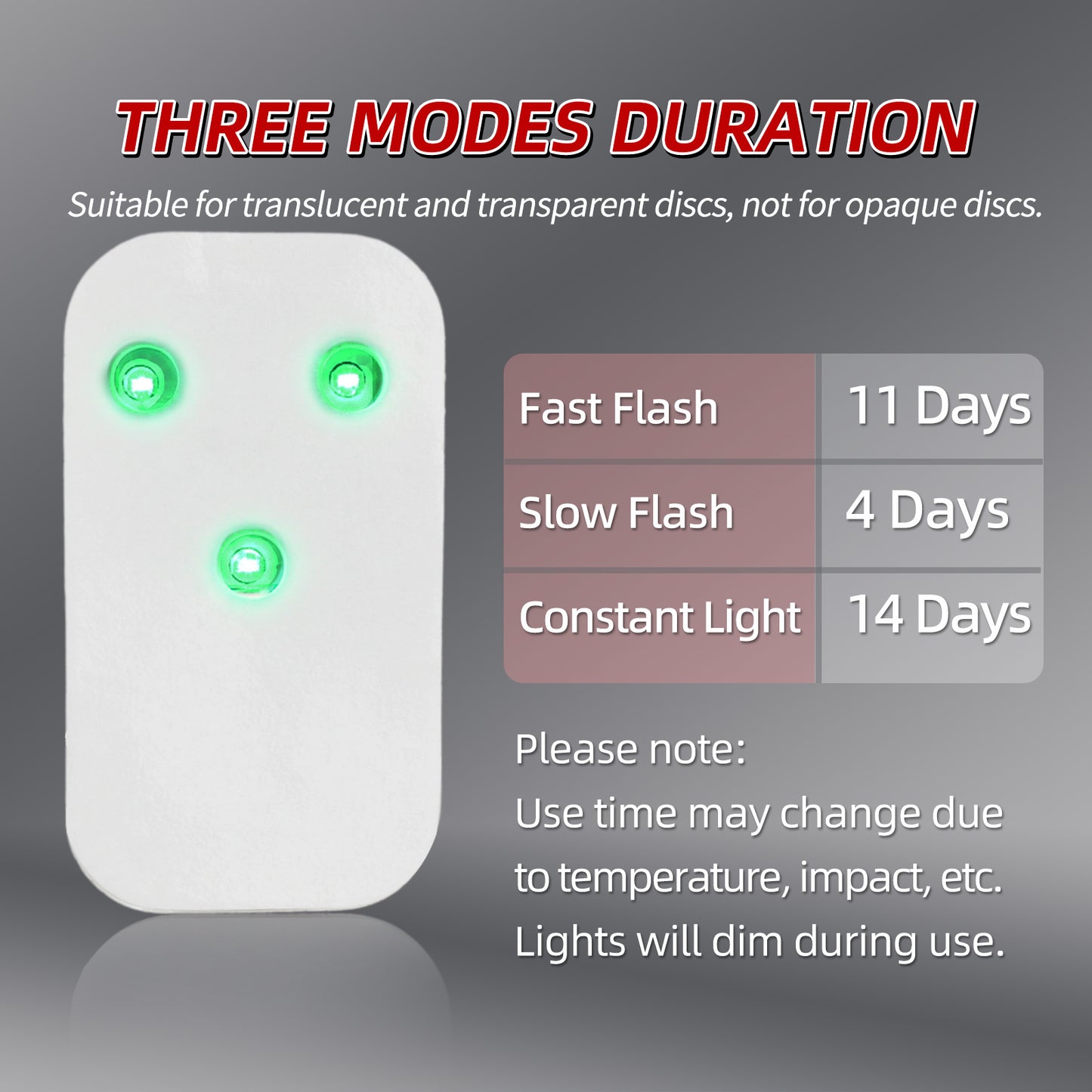 12-Pack Ultra-Lightweight Disc Golf LED Lights, Green