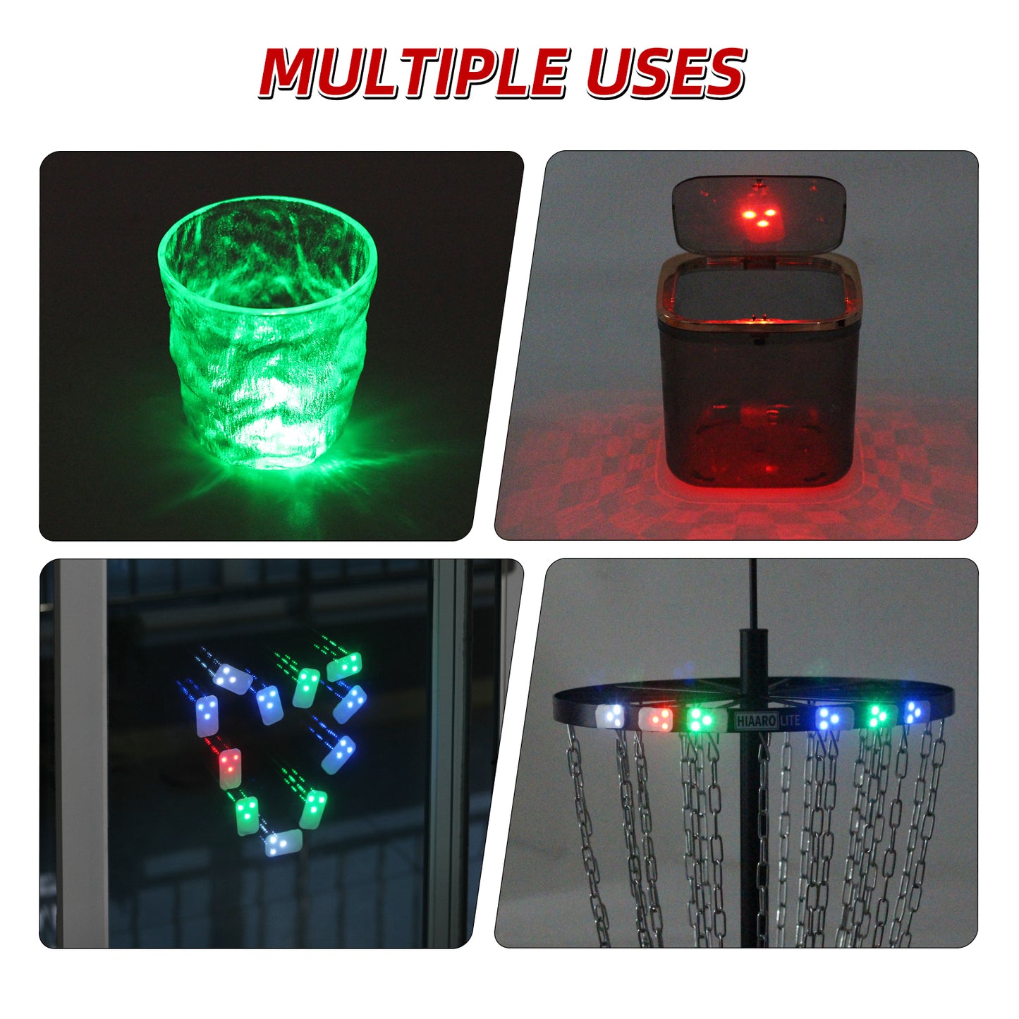 12-Pack Ultra-Lightweight Disc Golf LED Lights, Green