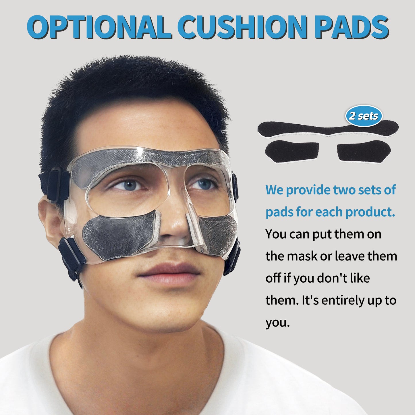 QK01 Nose Guard for Broken Nose, Face Shield Masks for Soccer and Basketball Sports, Adjustable for Adults and Teenagers, Suitable for Men and Women
