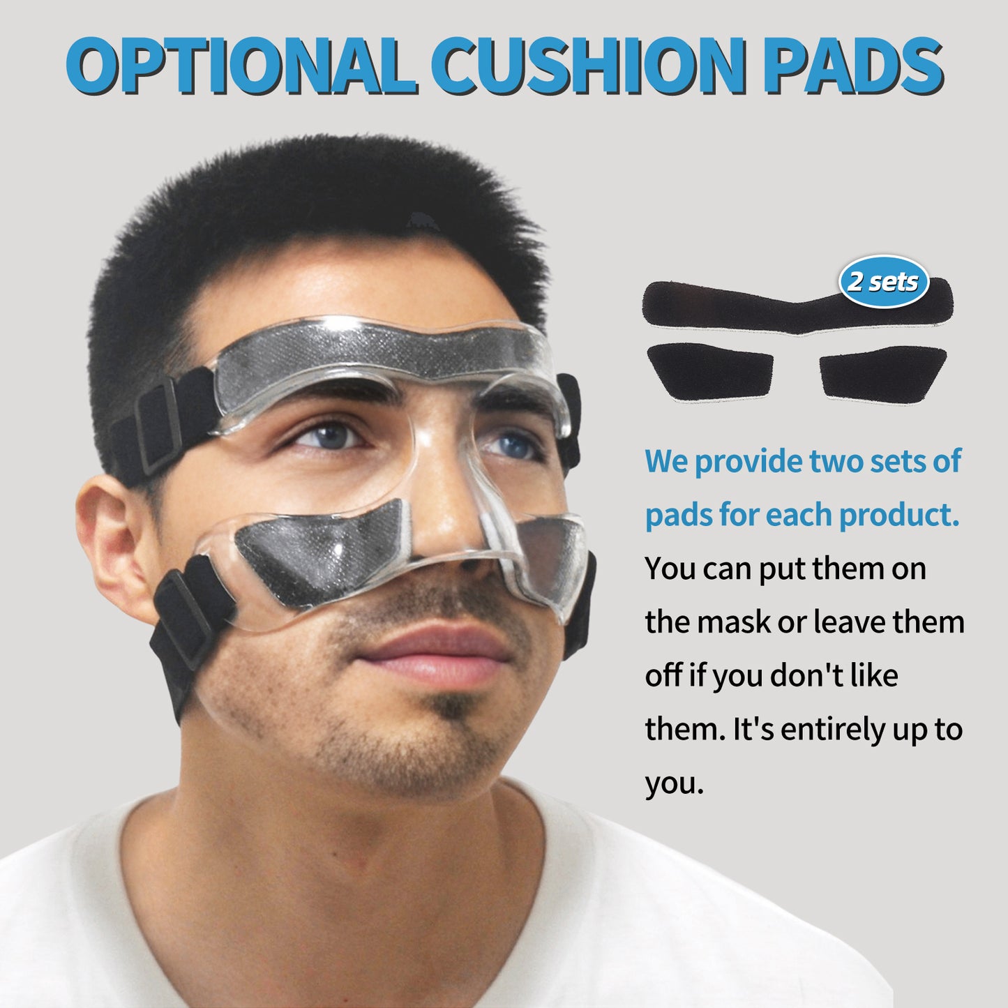 BK01C Nose Guard for Broken Nose, Sports Face Shield Masks with Padding, Adjustable, Breathable, and Clear for Adults and Teenagers, Suitable for Basketball, Soccer, and Other Sports