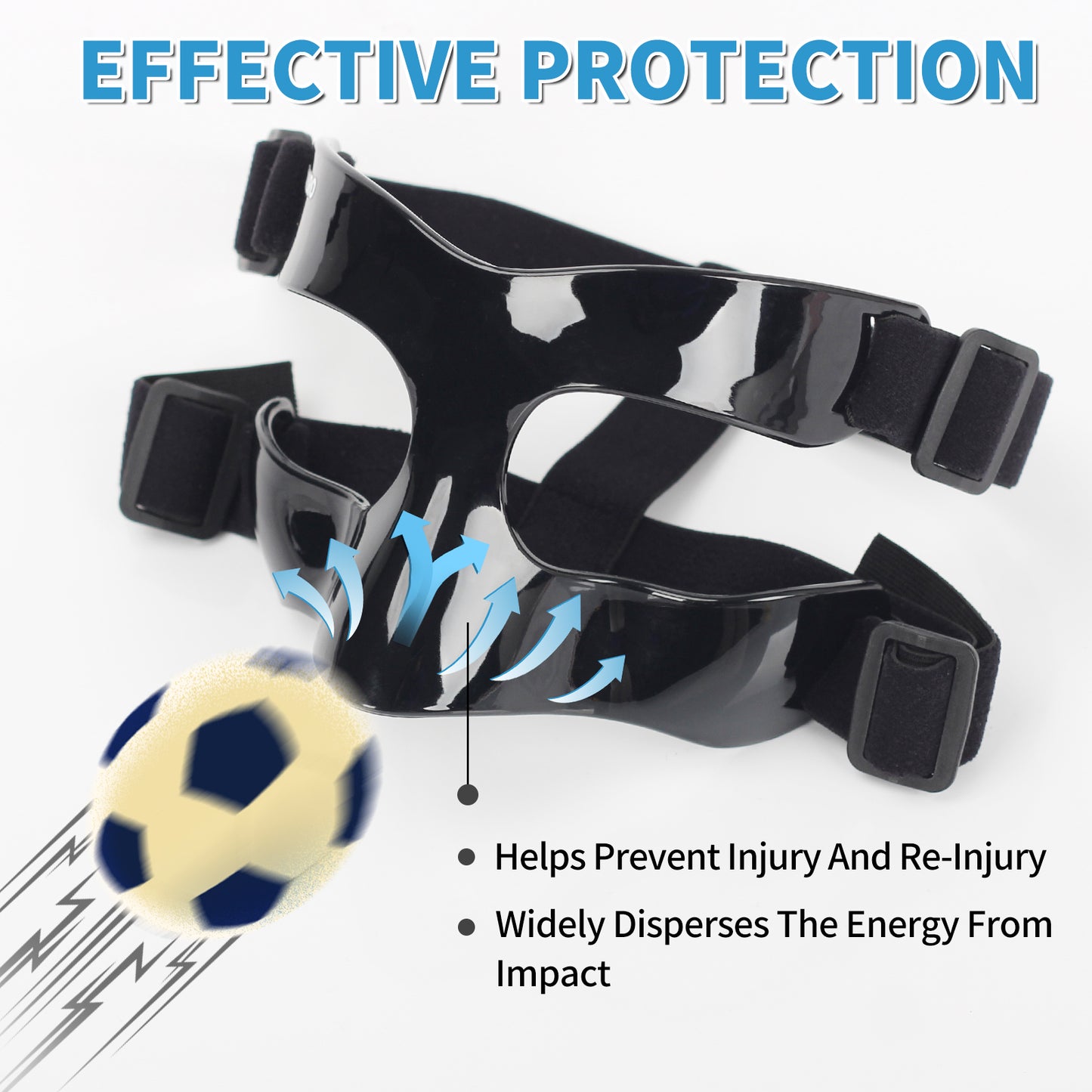 BK01B Nose Guard for Broken Nose, Sports Face Shield Masks with Padding, Adjustable, Breathable, and Clear for Adults and Teenagers, Suitable for Basketball, Soccer, and Other Sports
