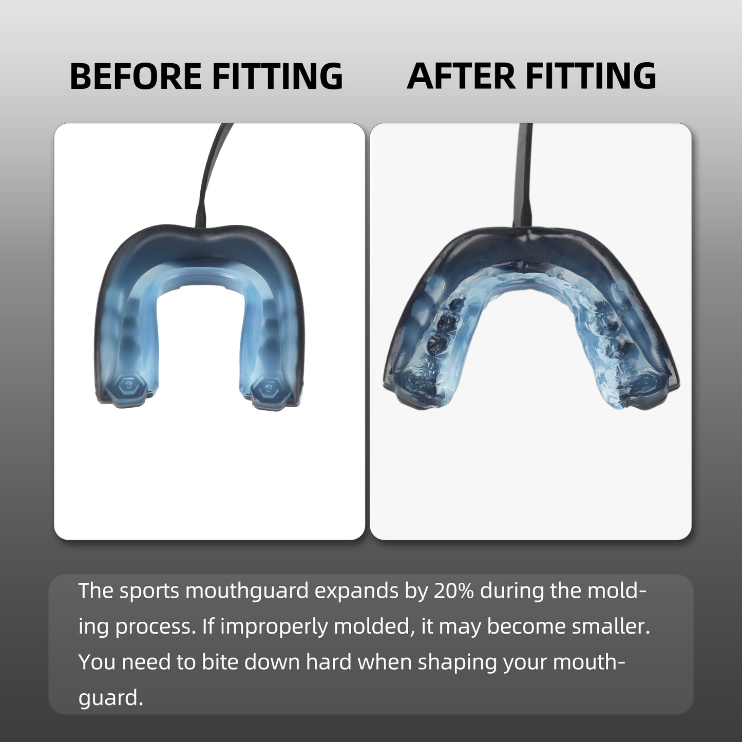 2-Pack Football Mouthguard with Straps and Case, Youth & Adults Sports Mouth Guard for Rugby, Hockey, Boxing, MMA, Basketball, Size S