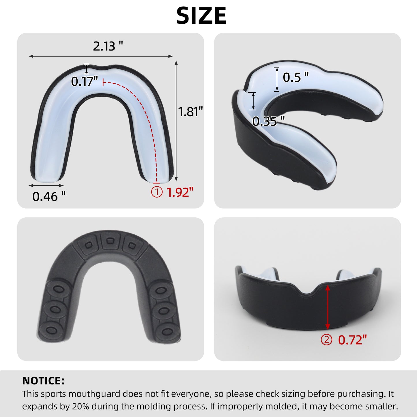 6 Pack Sports Mouthguard, Kids & Youth Mouth Guard with Case for Boxing, MMA, Hockey, Soccer, Basketball, Size M