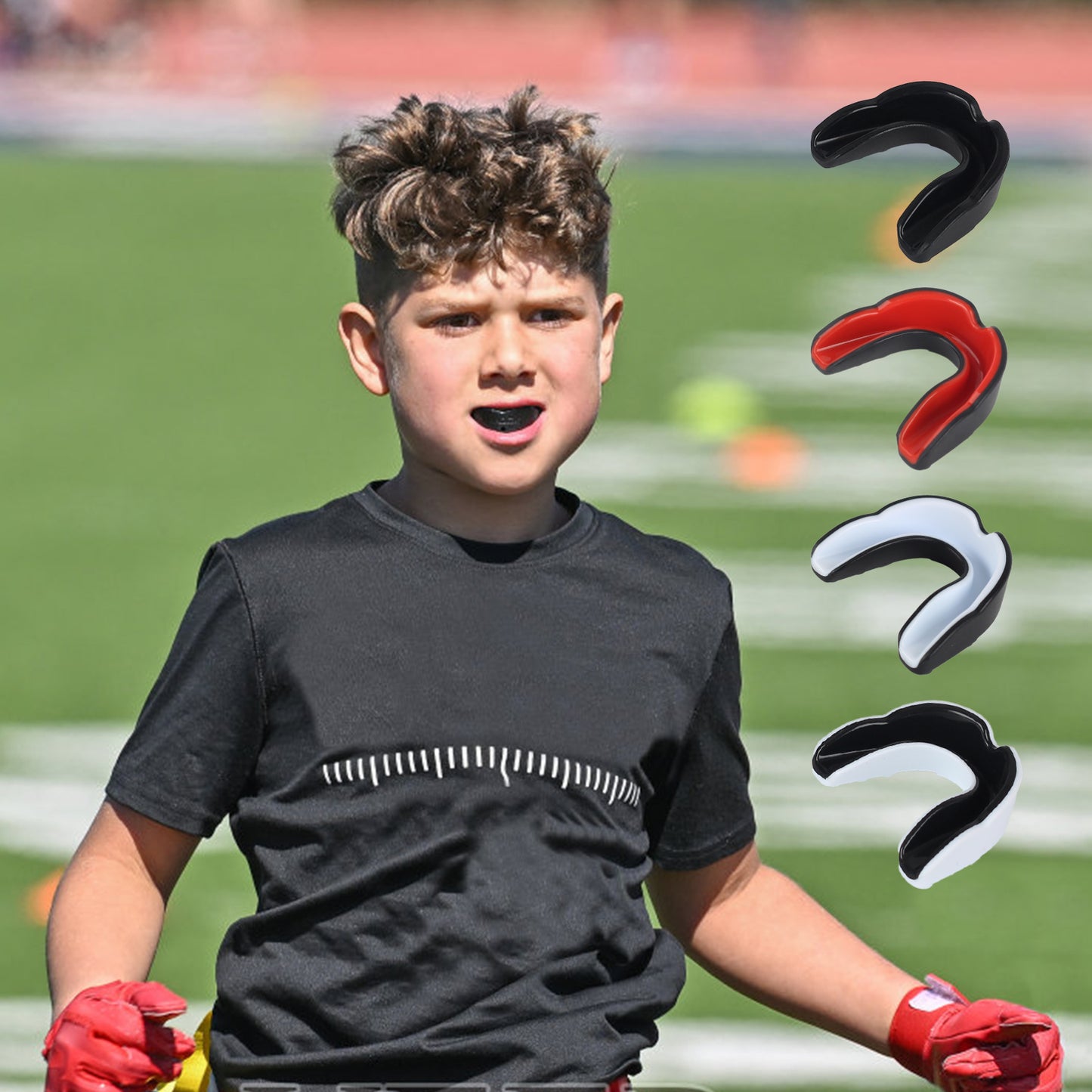 6 Pack Sports Mouthguard, Kids & Youth Mouth Guard with Case for Boxing, MMA, Hockey, Soccer, Basketball, Size M