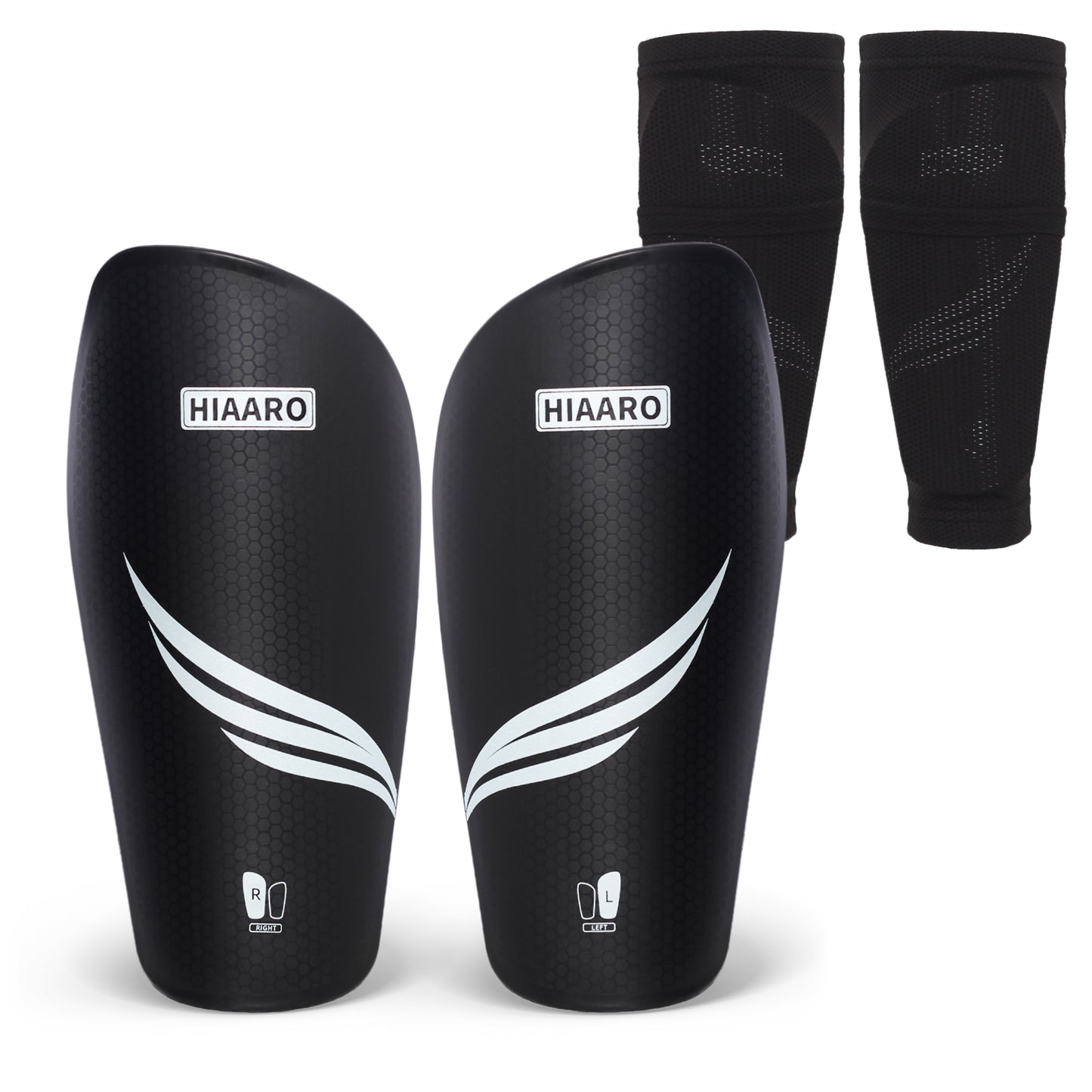 HIAARO Soccer Shin Guards for Kids Youth Adults, Shin Pads and Sleeves with Optimized Insert Pocket, Protective Soccer Equipment for Boys Girls Men Women, Size S