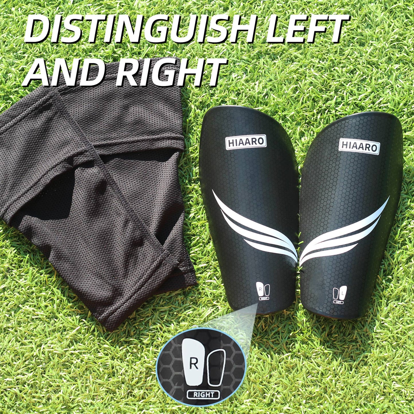 HIAARO Soccer Shin Guards for Kids Youth Adults, Shin Pads and Sleeves with Optimized Insert Pocket, Protective Soccer Equipment for Boys Girls Men Women, Size S