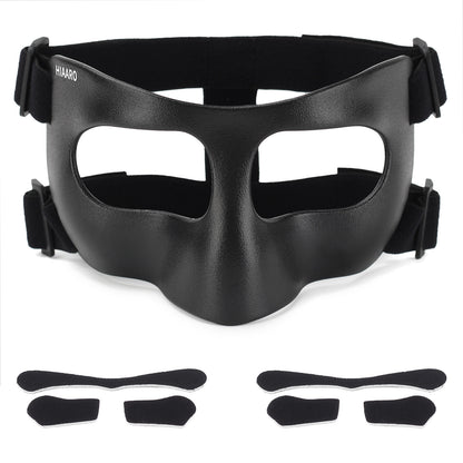 QK03B Matte Nose Guard for Broken Nose, Basketball Face Mask, Protective Sports Shield for Soccer, Adjustable with Padding for Men and Women
