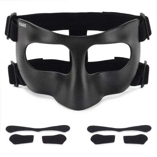 QK03B Matte Nose Guard for Broken Nose, Basketball Face Mask, Protective Sports Shield for Soccer, Adjustable with Padding for Men and Women
