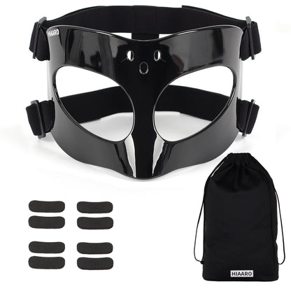 QK02 Nose Guard for Broken Nose, Basketball Face Mask, Sports Face Mask for Men and Women, Adjustable for Adults and Teenagers - Black
