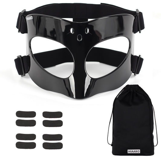 QK02 Nose Guard for Broken Nose, Basketball Face Mask, Sports Face Mask for Men and Women, Adjustable for Adults and Teenagers - Black