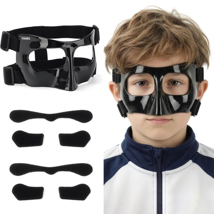 QK01 Nose Guard for Broken Nose, Face Shield Masks for Soccer, Basketball, and Other Sports Protect, Adjustable for Kids, Teenagers, and Adults, Suitable for Men and Women
