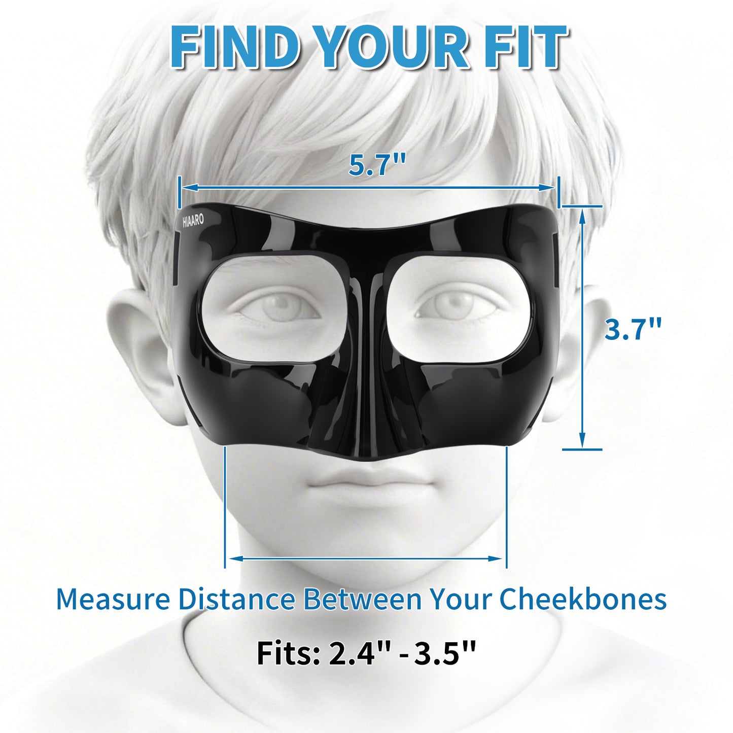 QK01 Nose Guard for Broken Nose, Face Shield Masks for Soccer, Basketball, and Other Sports Protect, Adjustable for Kids, Teenagers, and Adults, Suitable for Men and Women