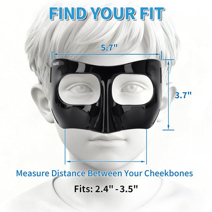 QK01 Nose Guard for Broken Nose, Face Shield Masks for Soccer, Basketball, and Other Sports Protect, Adjustable for Kids, Teenagers, and Adults, Suitable for Men and Women