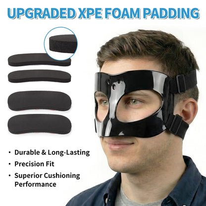 QK02 Nose Guard for Broken Nose, Basketball Face Mask, Sports Face Mask for Men and Women, Adjustable for Adults and Teenagers - Black