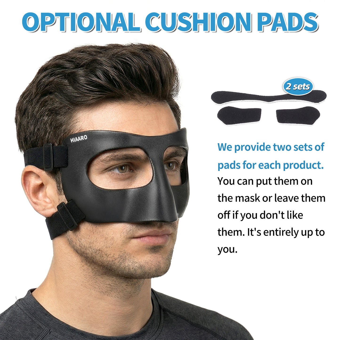 QK03B Matte Nose Guard for Broken Nose, Basketball Face Mask, Protective Sports Shield for Soccer, Adjustable with Padding for Men and Women