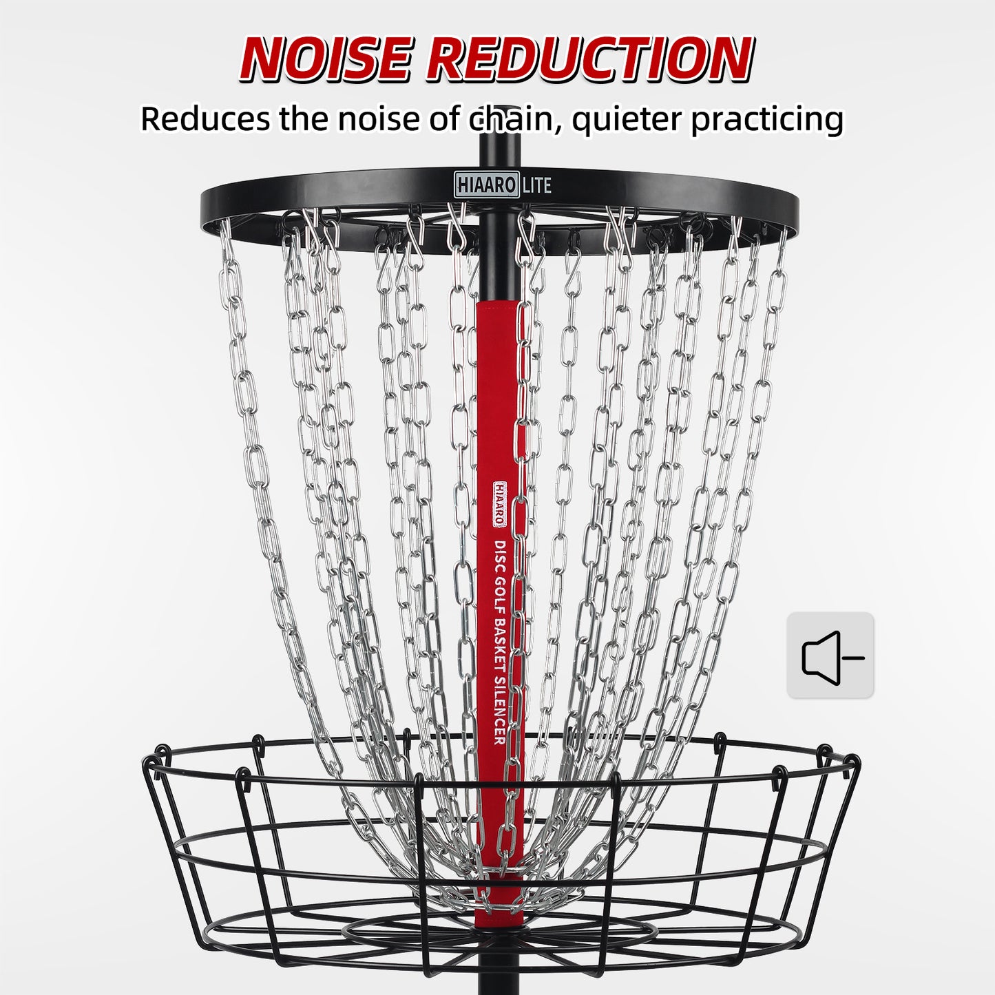 Disc Golf Portable Basket Silencer, Chain Suppressor, Make Your Basket Quieter, Red