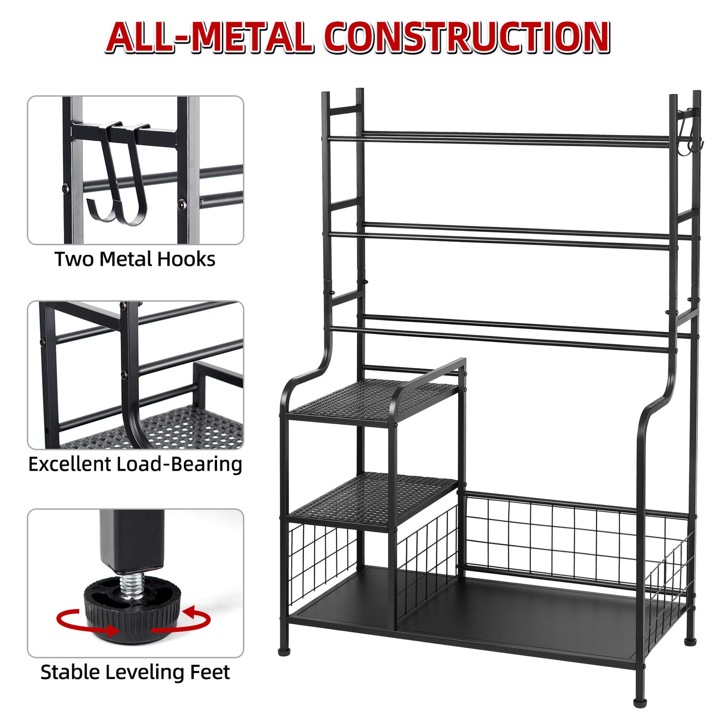 Disc Golf Storage Rack, Large Capacity Metal Organizer with Hooks for Sports Equipment, Holds 140+ Discs