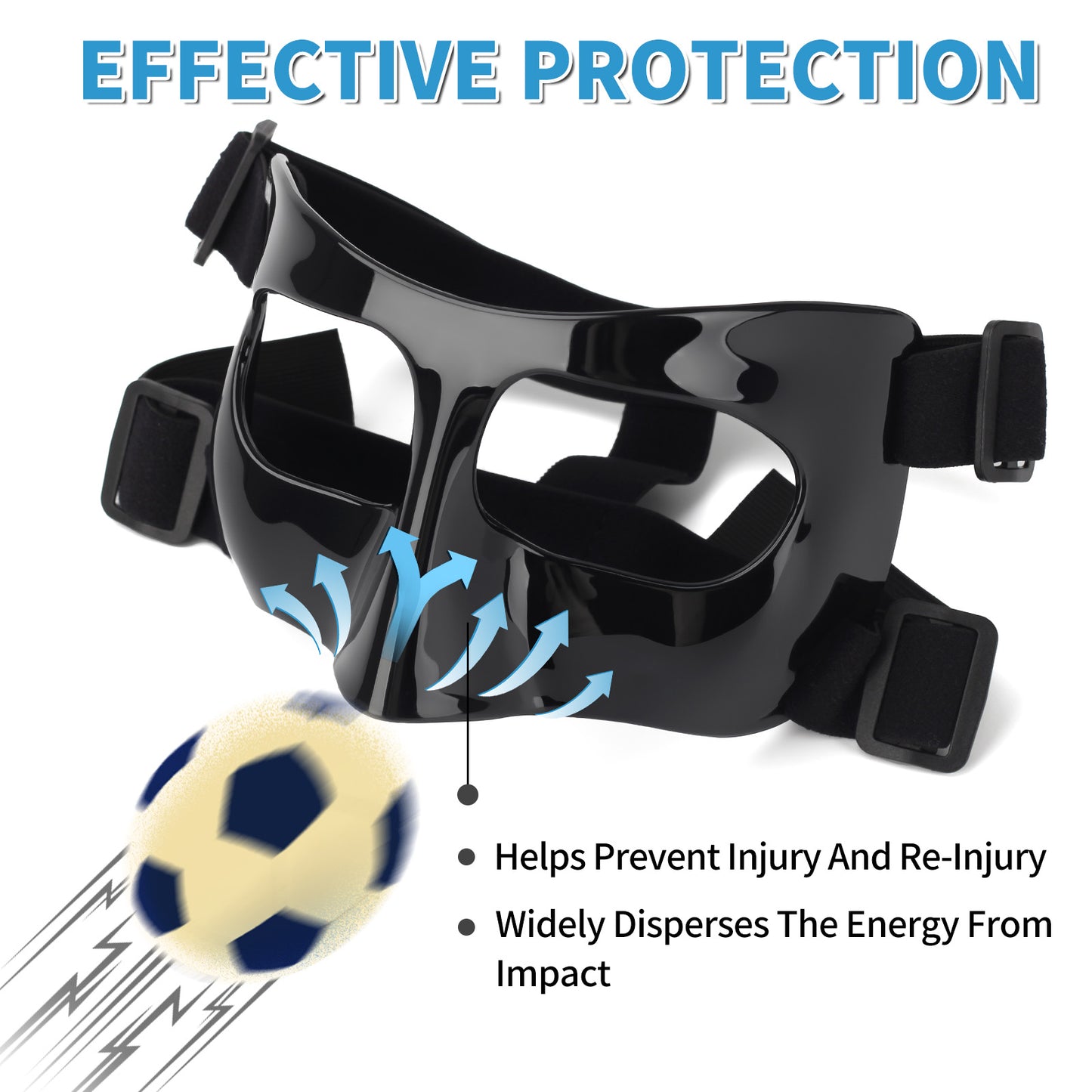 QK01 Nose Guard for Broken Nose, Face Shield Masks for Soccer, Basketball, and Other Sports Protect, Adjustable for Kids, Teenagers, and Adults, Suitable for Men and Women