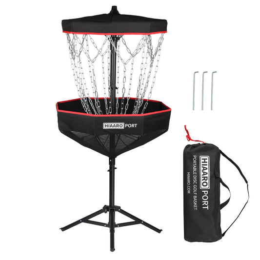 Portable Disc Golf Basket with 16 Heavy Duty Chains, Foldable Frisbee Golf Target with Carry Bag