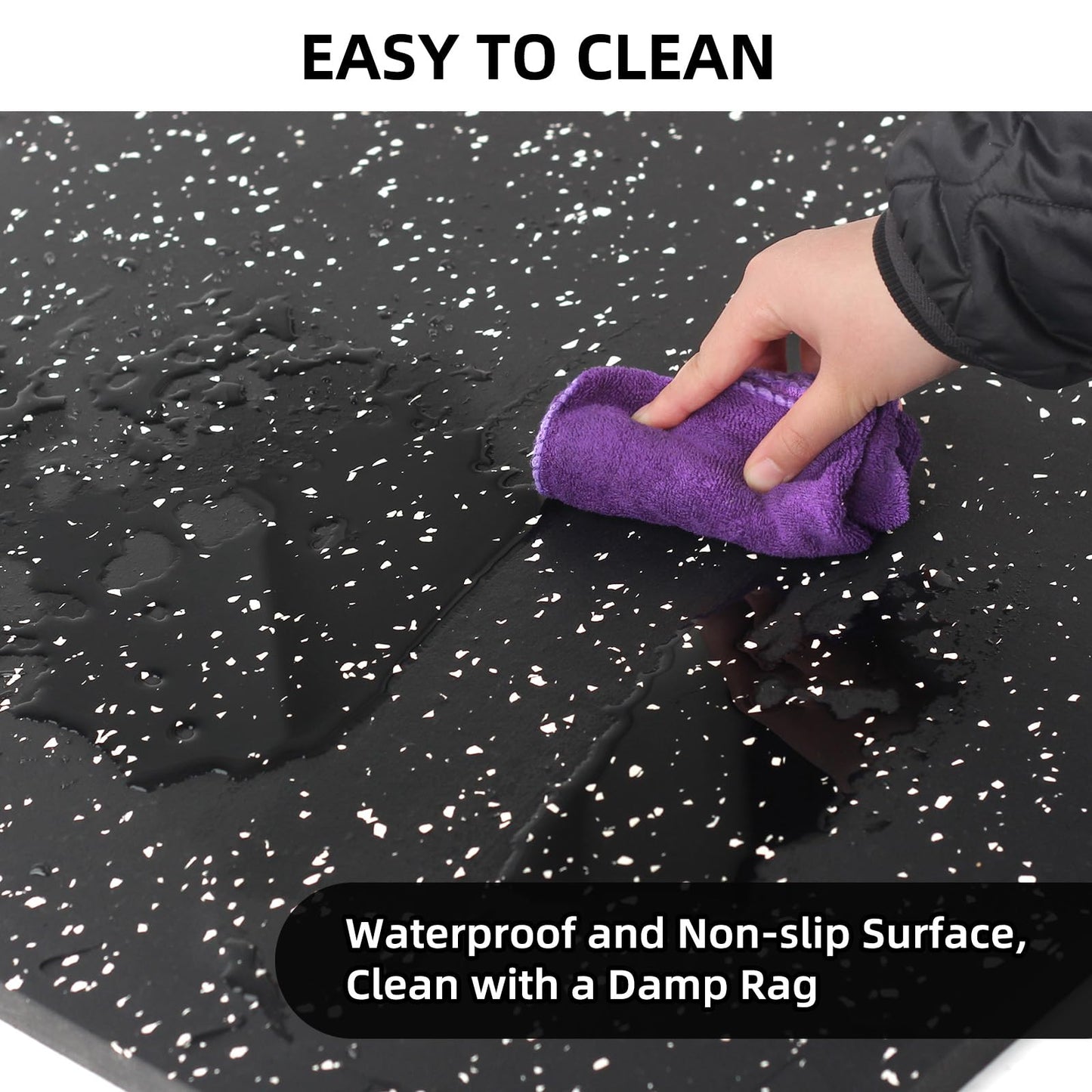 HIAARO 0.79in Extra-Thick 72 Sq Ft Exercise Equipment Mats, 18 Tiles Rubber Top EVA Foam Workout Mats, Interlocking Gym Flooring for Home Gym, 24 x 24in, Black & White