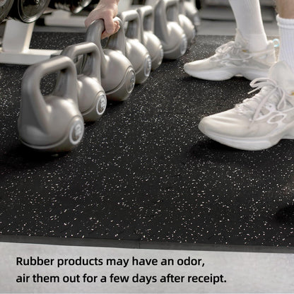 HIAARO 0.79in Extra-Thick 72 Sq Ft Exercise Equipment Mats, 18 Tiles Rubber Top EVA Foam Workout Mats, Interlocking Gym Flooring for Home Gym, 24 x 24in, Black & White