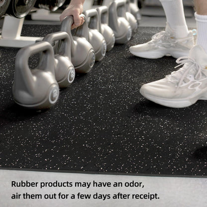 HIAARO 0.56in Thick 96 Sq Ft Exercise Equipment Mats, 24 Tiles Rubber Top EVA Foam Workout Mats, Interlocking Gym Flooring for Home Gym, 24 x 24in, Black & White